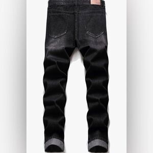AITITIA Men's Ripped Regular Fit Jeans Black Size 42 NWT